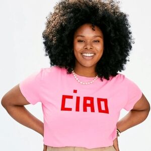 Clare V Pink 'CIAO' Graphic T-Shirt
